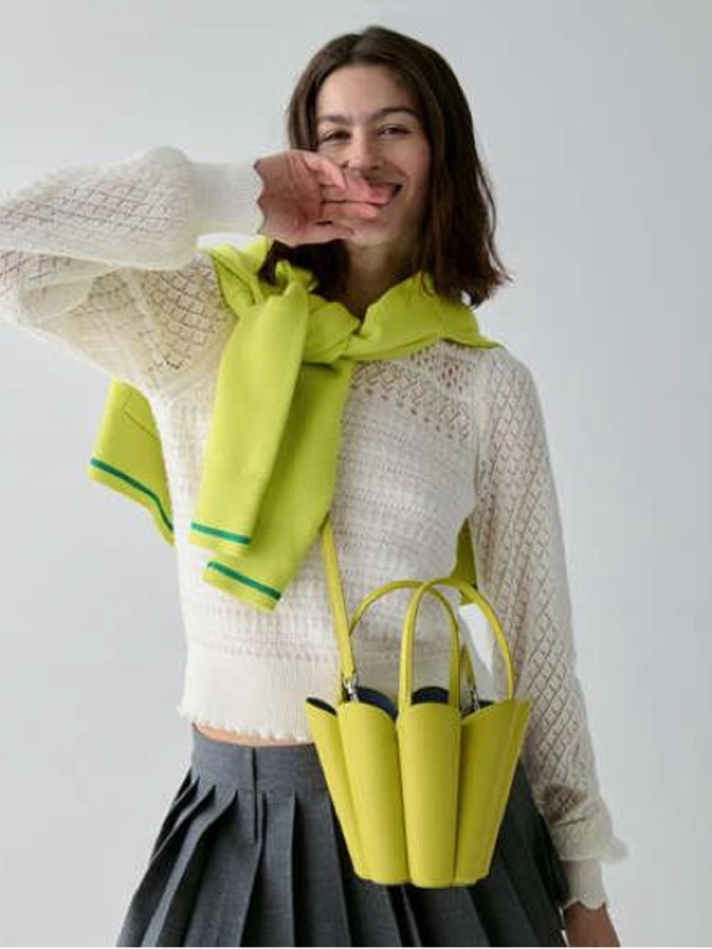 ♠️Kate Spade NY The Spade Flower Leather Bucket Bag, Lime Slice KN094 NEW NWT - Picture 8 of 9